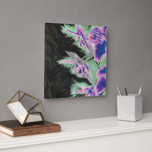 Reloj Cuadrado Pintura de 'Orquídea tropical' en un