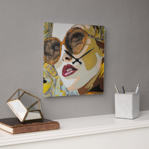 Reloj Cuadrado Pintura de "Pina Coladas"