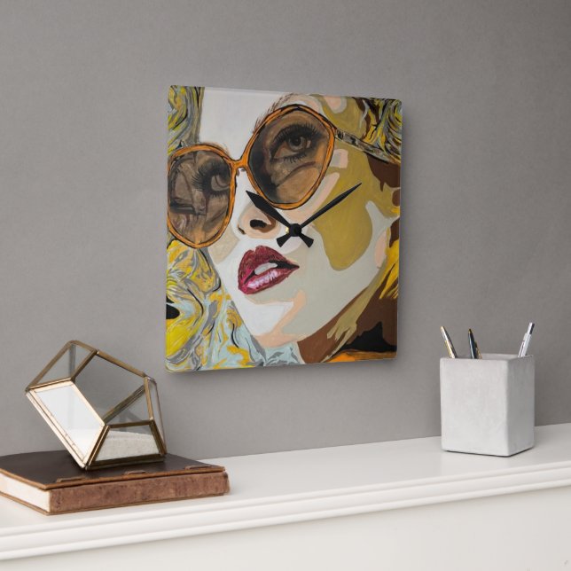 Reloj Cuadrado Pintura de "Pina Coladas" (Oficina)