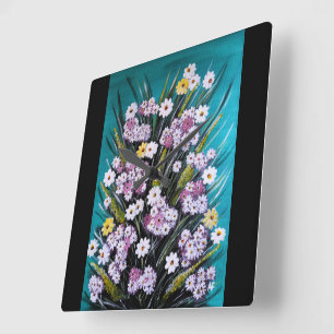 Reloj Cuadrado Pintura de Ramo de Primavera de Alfred Fox
