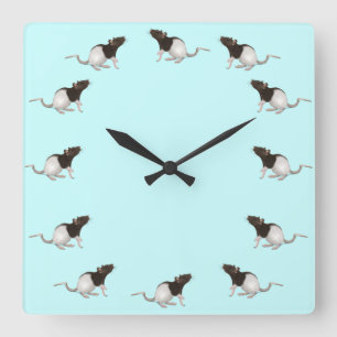 Reloj Cuadrado Pintura de rata mascota