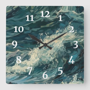 Reloj Cuadrado Pintura de Surf Whitecaps