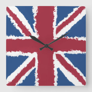Reloj Cuadrado Pintura de Union Jack de Heva Weva
