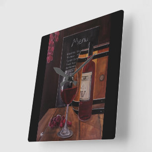 Reloj Cuadrado Pintura de vino tinto de Alfred Fox