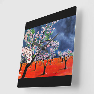 Reloj Cuadrado Pintura Huerto de Almendros de Alfred Fox