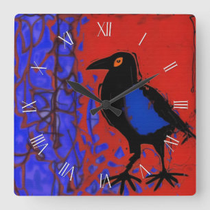 Reloj Cuadrado Pintura raven negra