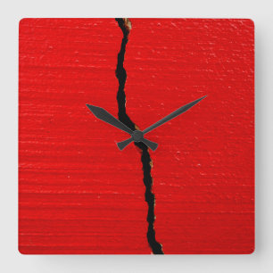 Reloj Cuadrado Pintura roja resquebrajada