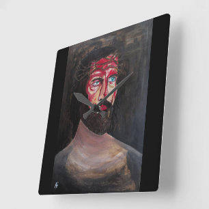 Reloj Cuadrado Pintura Sangre de Cristo por Alfred Fox