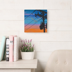 Reloj Cuadrado Pintura 'Sunset Hum' en un 