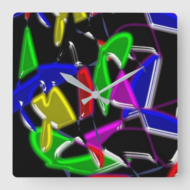 Reloj Cuadrado Pinturas de arte moderno, explosión de color (Anverso)