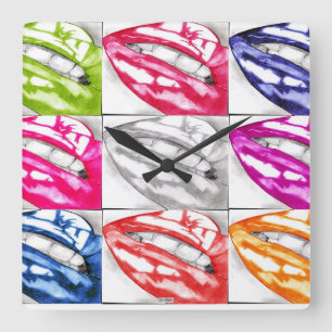 Reloj Cuadrado Pinzas calientes Arte pop