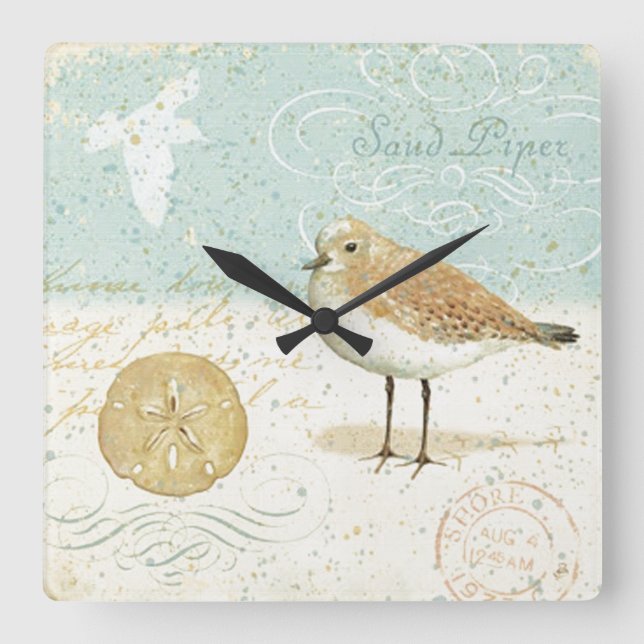 Reloj Cuadrado Piper de arena francesa vintage (Anverso)