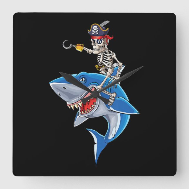 Reloj Cuadrado Pirata de Skeleton montando Halloween con chicos d (Anverso)