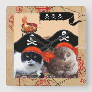 RELOJ CUADRADO PIRATA PIRATAS ANTIGUAS MAPAS DE TESORERÍA Y BANDE
