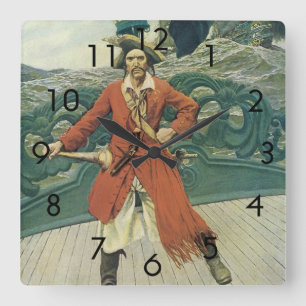 Reloj Cuadrado Piratas de época, capitán Keitt por Howard Pyle