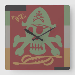RELOJ CUADRADO PIRATE SEVEN SKULL BY MASANSER PIXELAT
