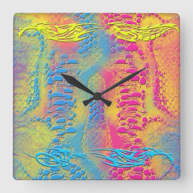 Reloj Cuadrado PIRÓN - fractal decorativo moderno - (Anverso)
