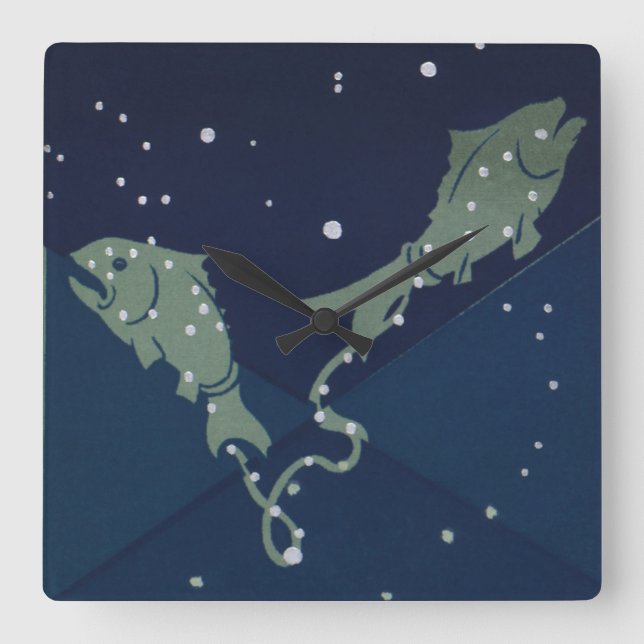 Reloj Cuadrado Pisces Constelación de Pescado Vintage Astrología  (Anverso)