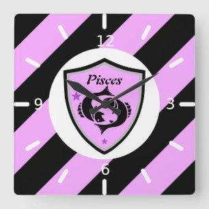 Reloj Cuadrado Pisces symbol      