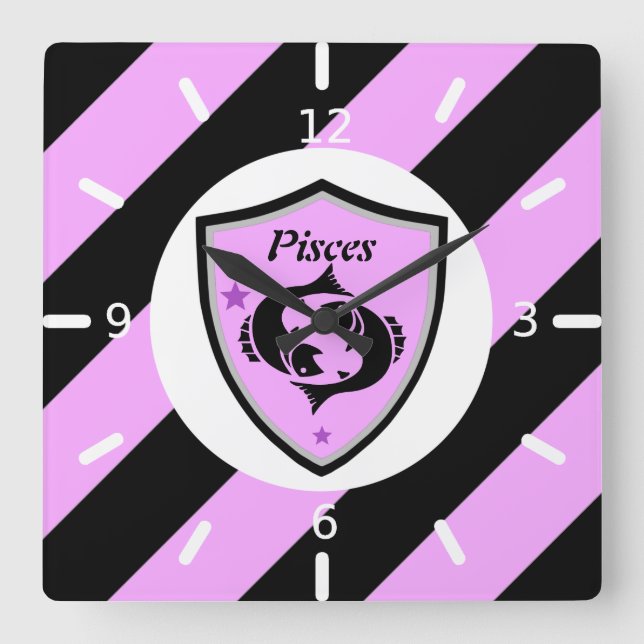 Reloj Cuadrado Pisces symbol       (Anverso)