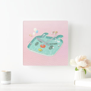 Reloj Cuadrado Piscina