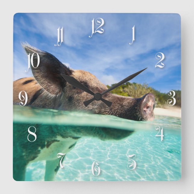 Reloj Cuadrado Piscina de Exuma (Anverso)