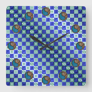 Reloj Cuadrado Piscis y Buey de Tierra