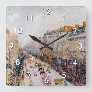 Reloj Cuadrado Pissarro - Montmartre, Mardi Gras en el Bulevar