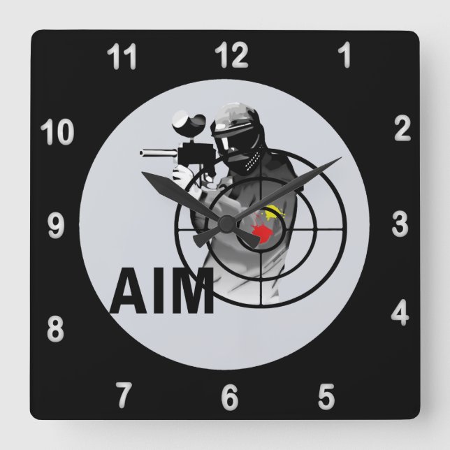 Reloj Cuadrado Pistola AIM de Paintball (Anverso)