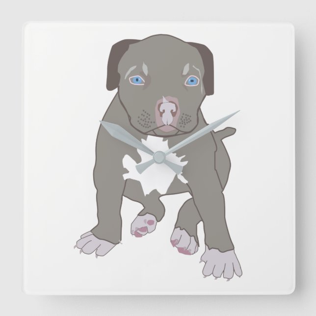 Reloj Cuadrado Pitbull Puppy (Anverso)