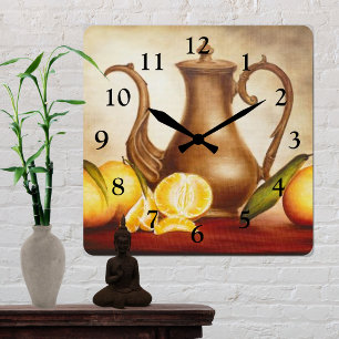 Reloj Cuadrado Pitcher con Naranjas