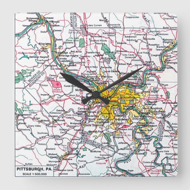 Reloj Cuadrado Pittsburgh (Anverso)