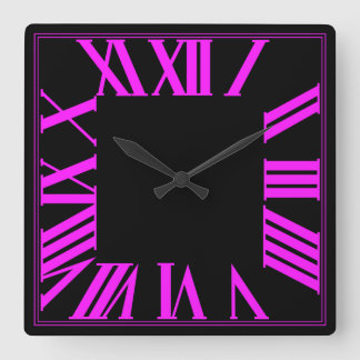 Reloj Cuadrado PixDezines Pink Fluorescente Roman Numeros