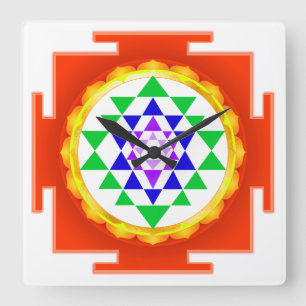 Reloj Cuadrado PixDezines Sri Yantra Limpieza de Chakra/Resplando