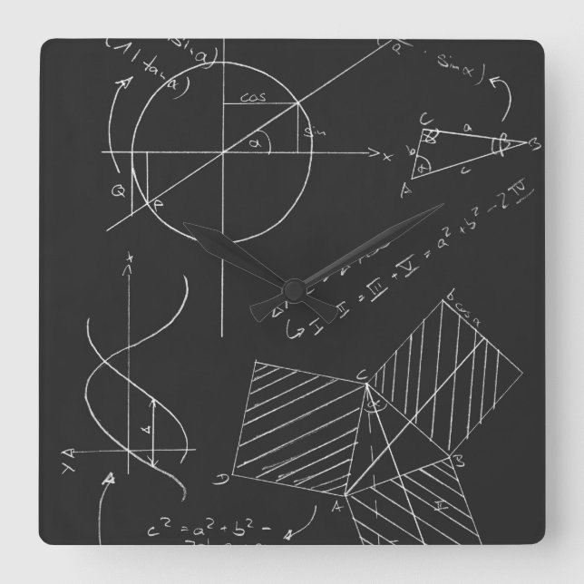 Reloj Cuadrado pizarra matemática (Anverso)