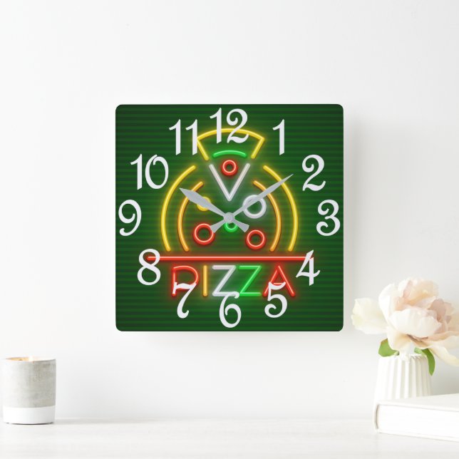 Reloj Cuadrado Pizza Wall Clock (Hogar)