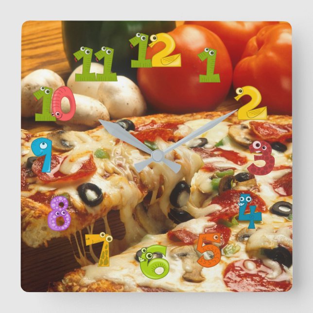 Reloj Cuadrado Pizzeria (Anverso)