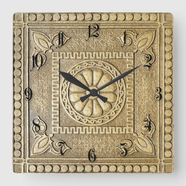 Reloj Cuadrado placa de bronce (Anverso)