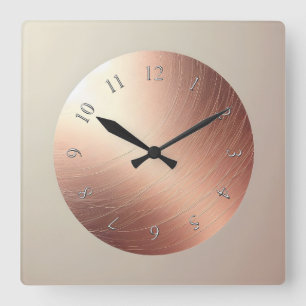 Reloj Cuadrado placa de cobre rayada