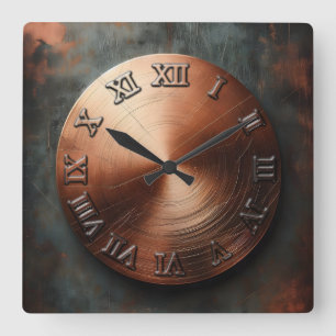 Reloj Cuadrado placa de cobre redonda antigua