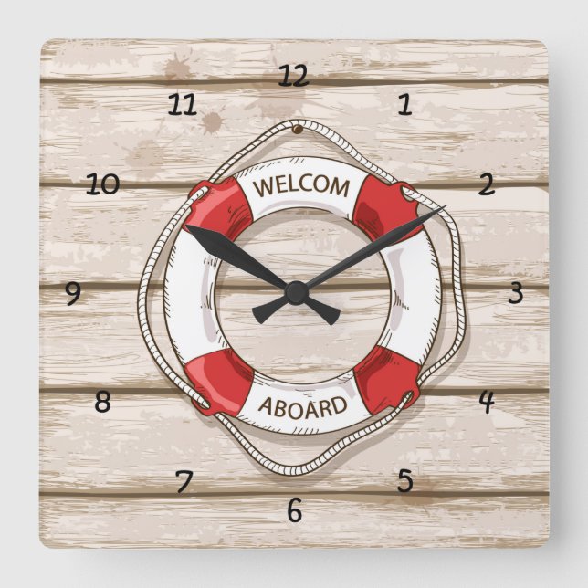 Reloj Cuadrado Placa de madera muy divertida simulada con conserv (Anverso)