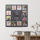 Reloj Cuadrado Placa de marco de 12 Collages de fotos personaliza<br><div class="desc">Crea tu propio reloj de pared de collage con 12 de tus fotos favoritas. El reloj del fotograma te ayuda a valorar tus momentos especiales y también hace un regalo reflexivo para padres, abuelos y amigos. El reloj familiar personalizado lo convierte en un regalo perfecto para todas las ocasiones. Personaliza...</div>