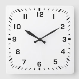 Reloj Cuadrado Placa frontal de número de cuadrado negro sobre bl