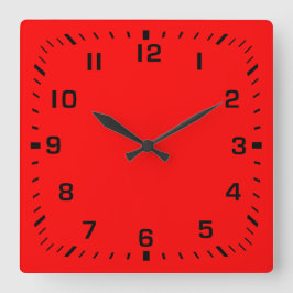 Reloj Cuadrado Placa frontal de número de cuadrado negro sobre ro