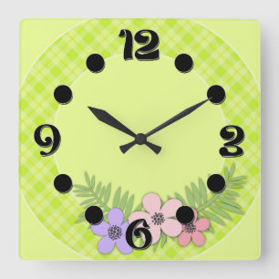 Reloj Cuadrado Placa verde brillante