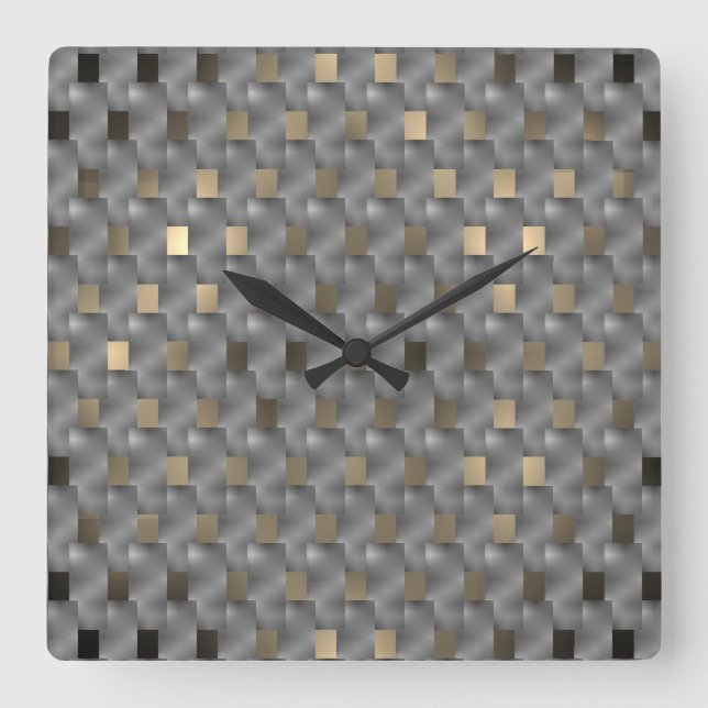 Reloj Cuadrado Placas cinza sobre fundo marrom claro, toneladas d (Anverso)