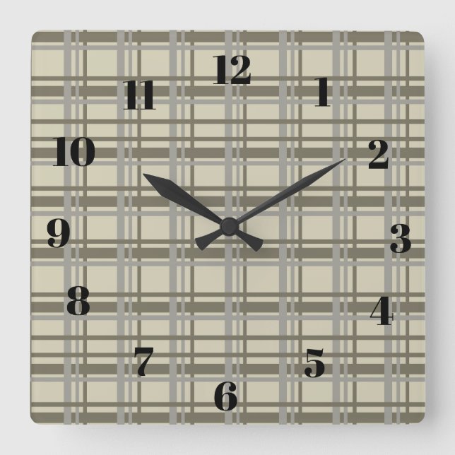 Reloj Cuadrado Plaid gray and cream (Anverso)