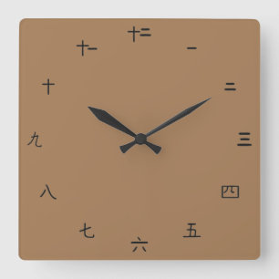 Reloj Cuadrado Plain Chinese Numbers