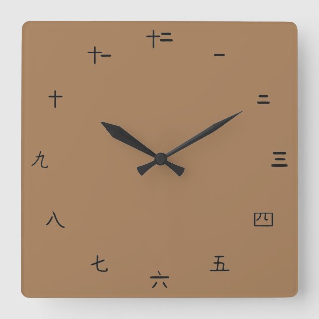 Reloj Cuadrado Plain Chinese Numbers (Anverso)