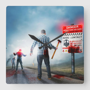 Reloj Cuadrado Plan aéreo de SlipperyJoe de Happy Halloween dead 